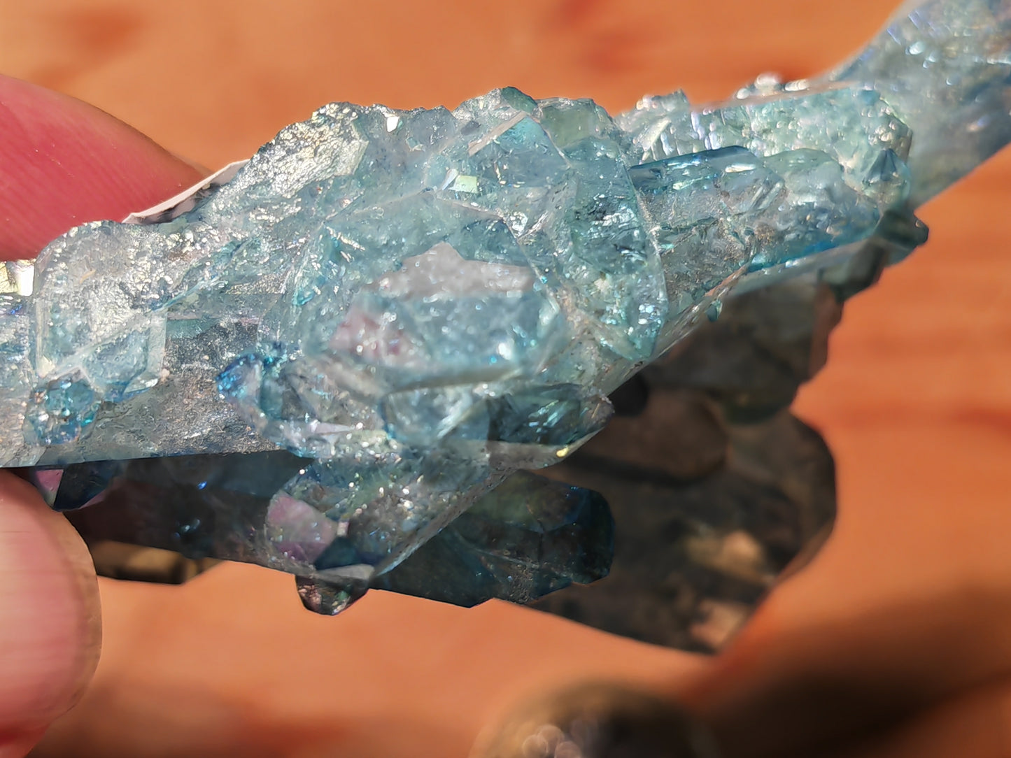 Aqua Aura Blue Quartz Cluster with Gold Fusion | Statement Crystal Gift Item #3
