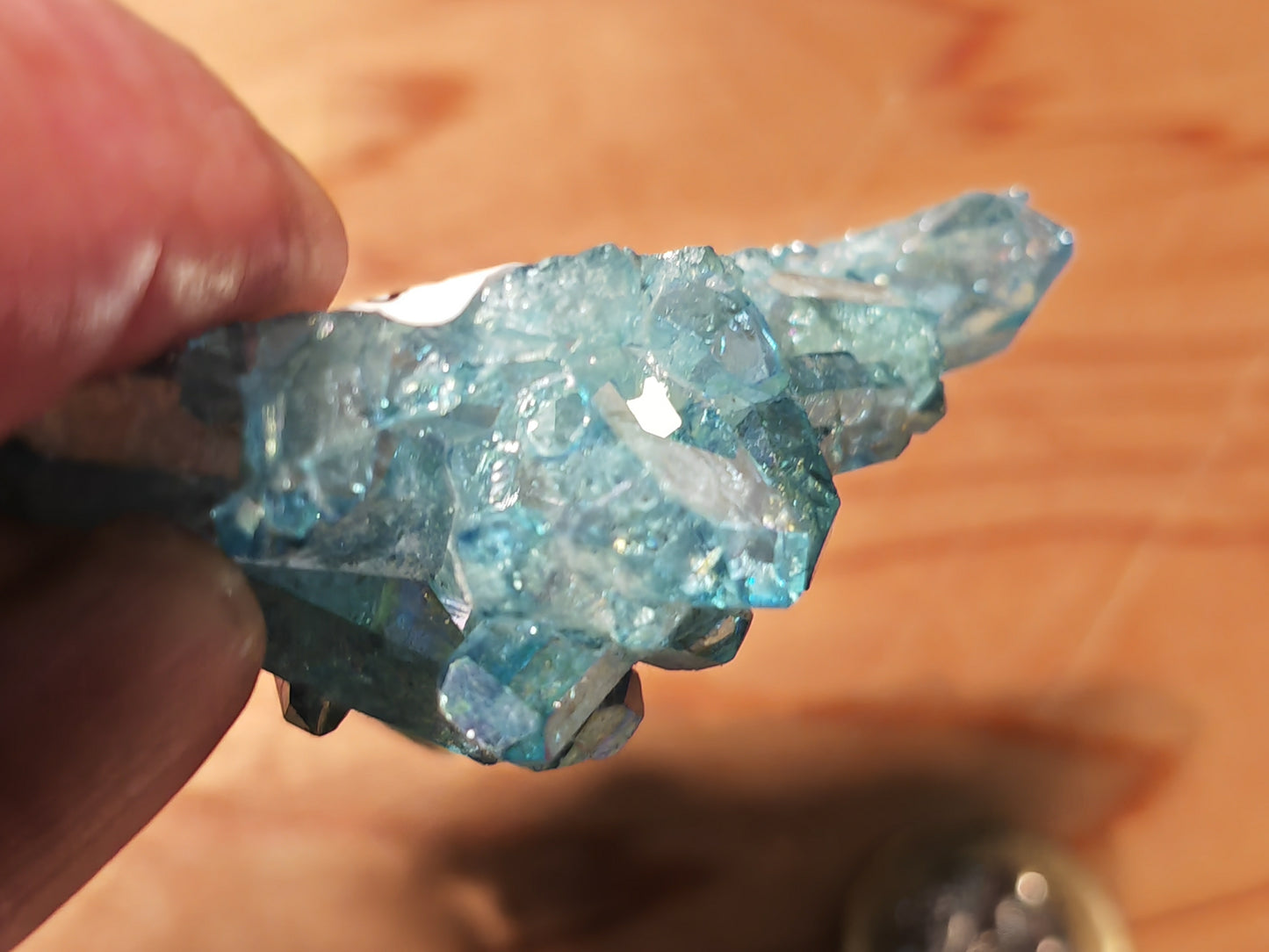 Aqua Aura Blue Quartz Cluster with Gold Fusion | Statement Crystal Gift Item #3