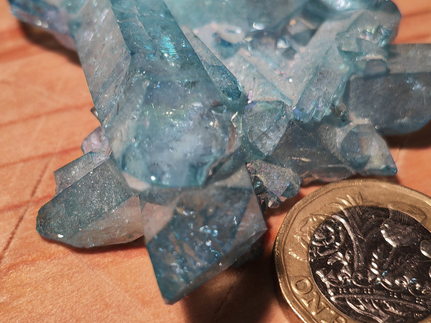 Aqua Aura Blue Quartz Cluster with Gold Fusion | Statement Crystal Gift Item #3