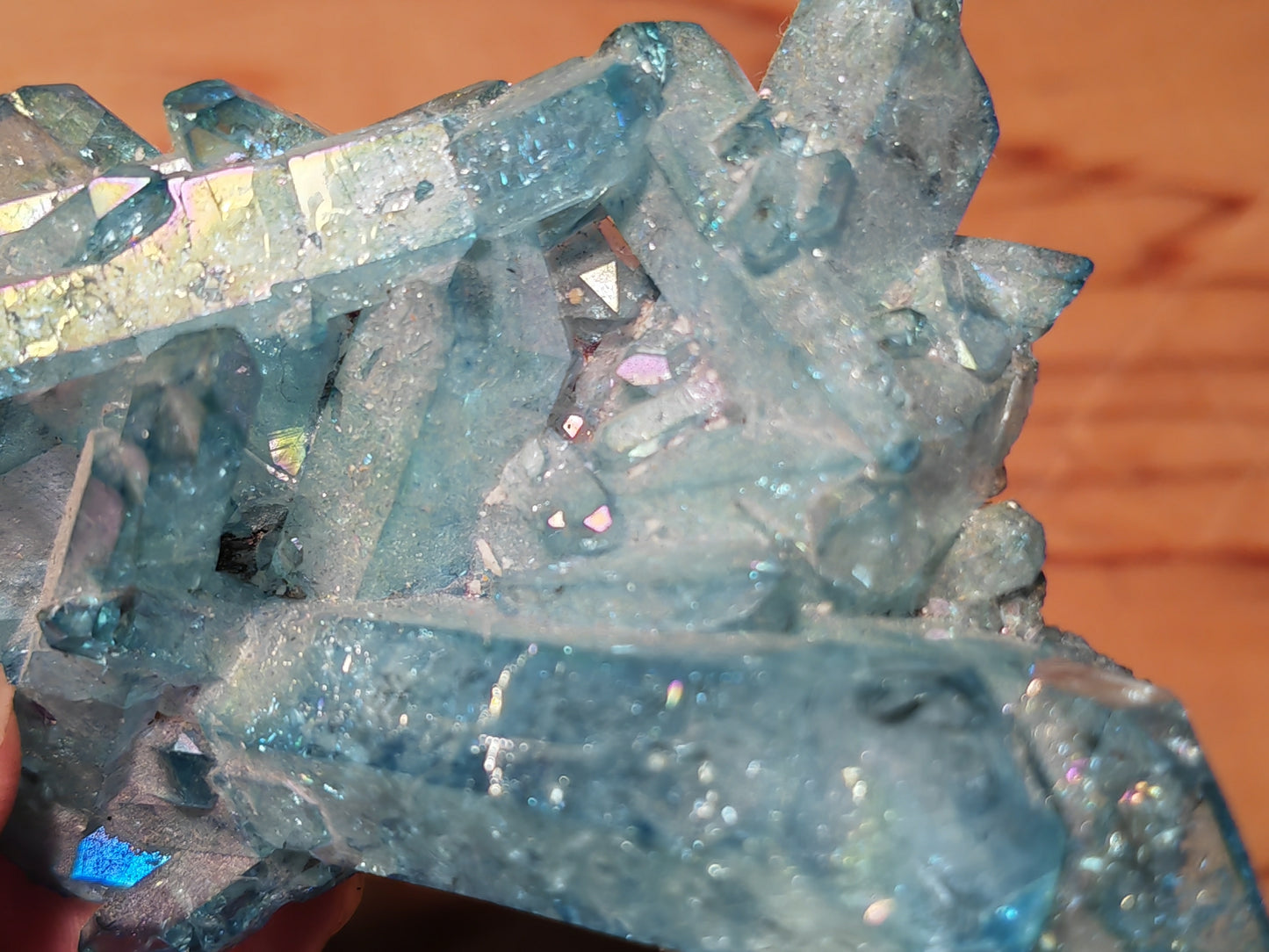 Aqua Aura Blue Quartz Cluster with Gold Fusion | Statement Crystal Gift Item #3