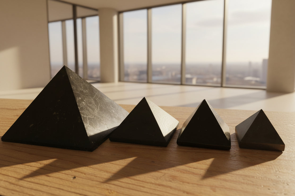 Earthstore® Shungite Pyramid - EMF Protection Grounding Energy Healing Karelia - 4 sizes