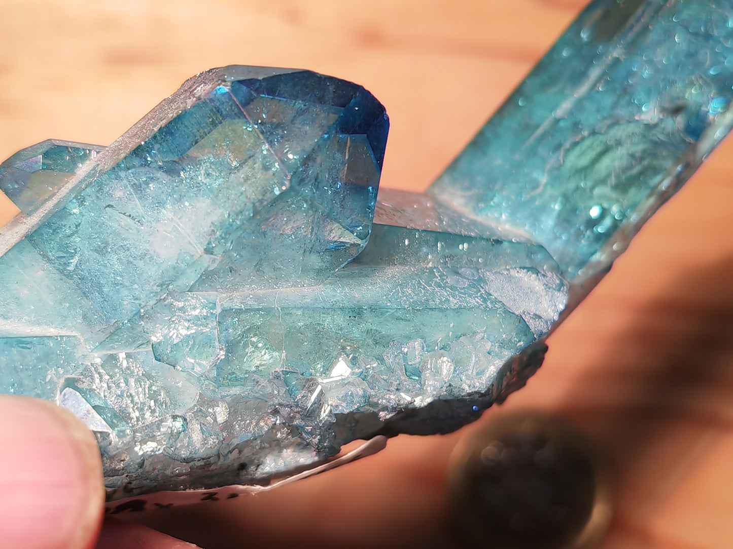 Aqua Aura Blue Quartz Cluster with Gold Fusion | Statement Crystal Gift Item #2 LARGE