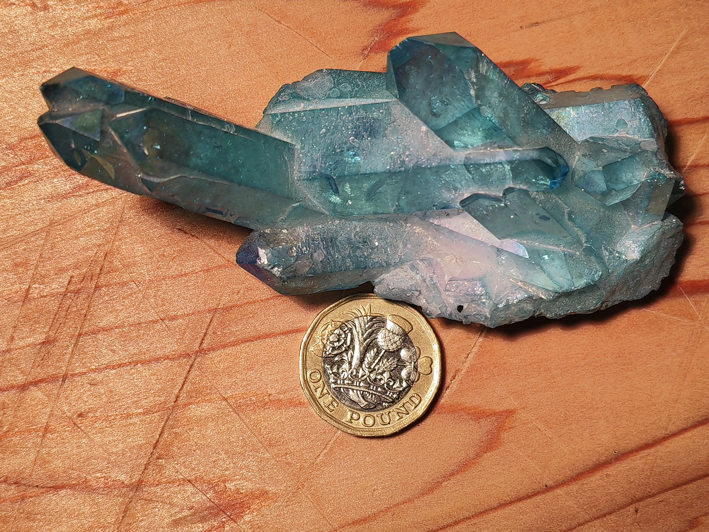 Aqua Aura Blue Quartz Cluster with Gold Fusion | Statement Crystal Gift Item #2 LARGE