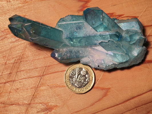 Aqua Aura Blue Quartz Cluster with Gold Fusion | Statement Crystal Gift Item #2 LARGE