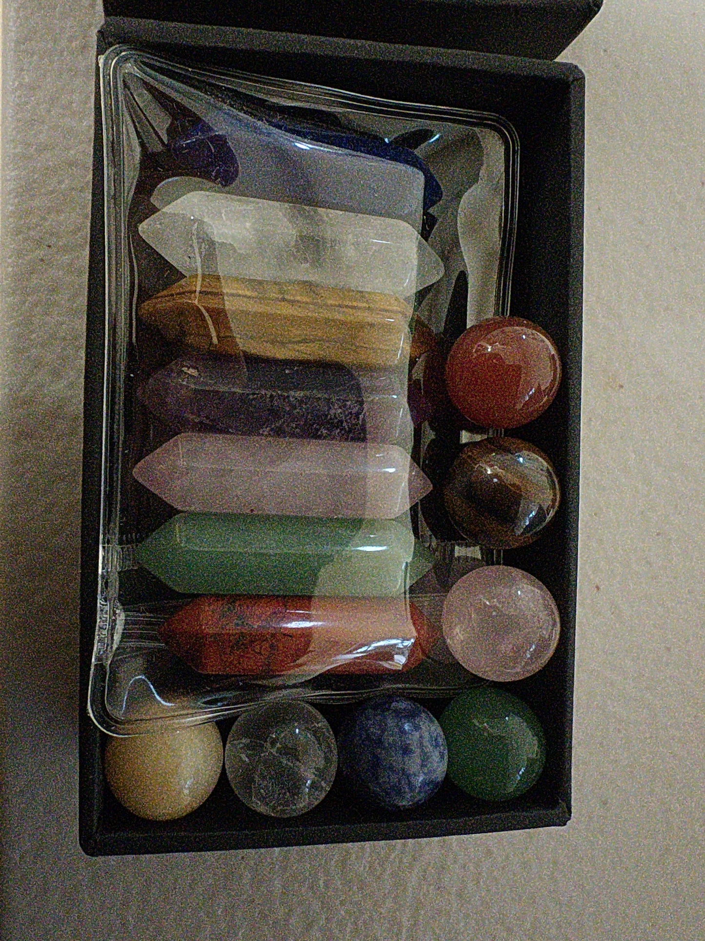 7 Chakra Colour Tumblestone and Double Terminated Points. 3 different sets