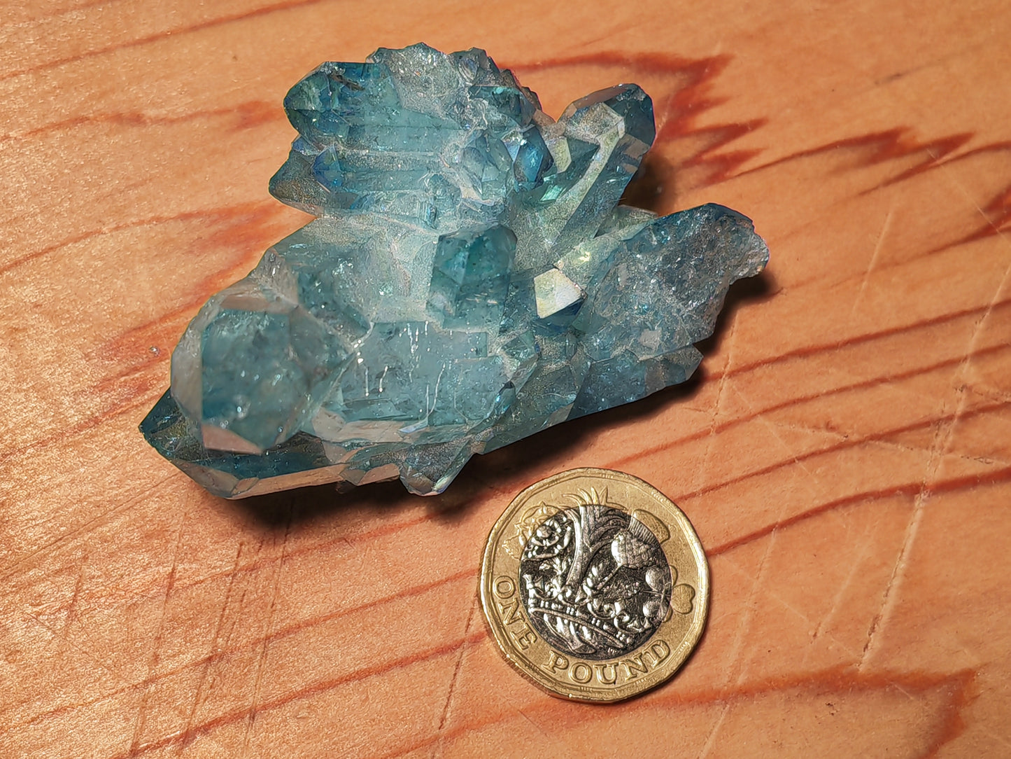 Aqua Aura Blue Quartz Cluster with Gold Fusion | Statement Crystal Gift Item #4