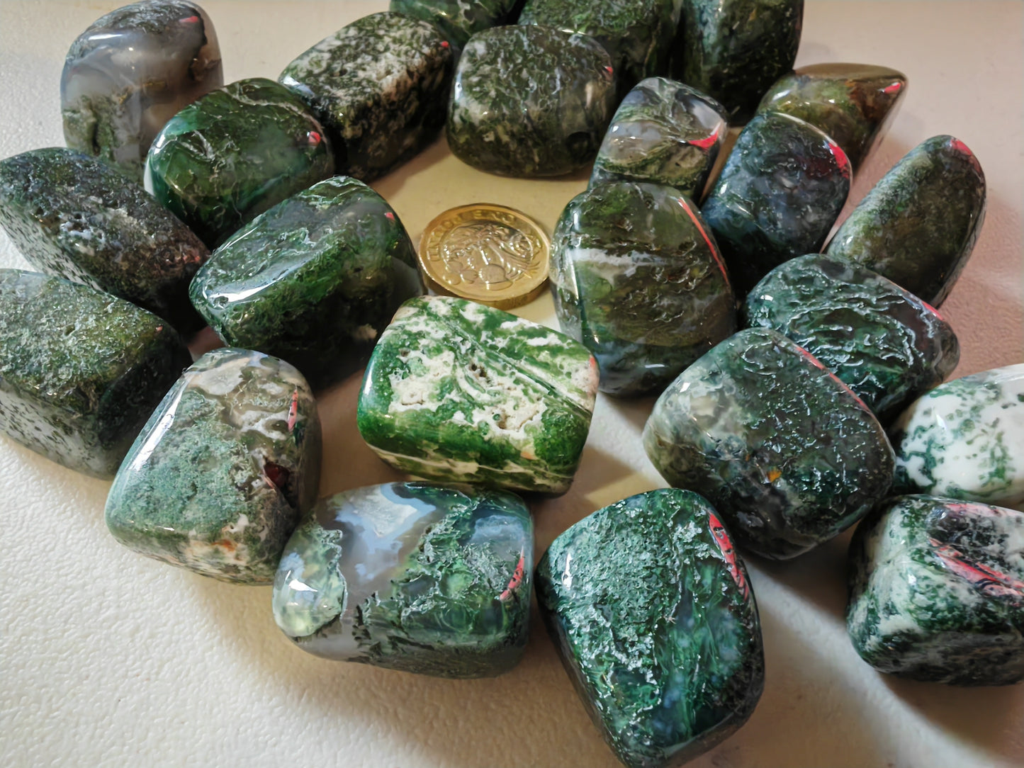 Moss Agate - Tumblestone Polished AAA GRADE - STUNNING VIVID COLOURS