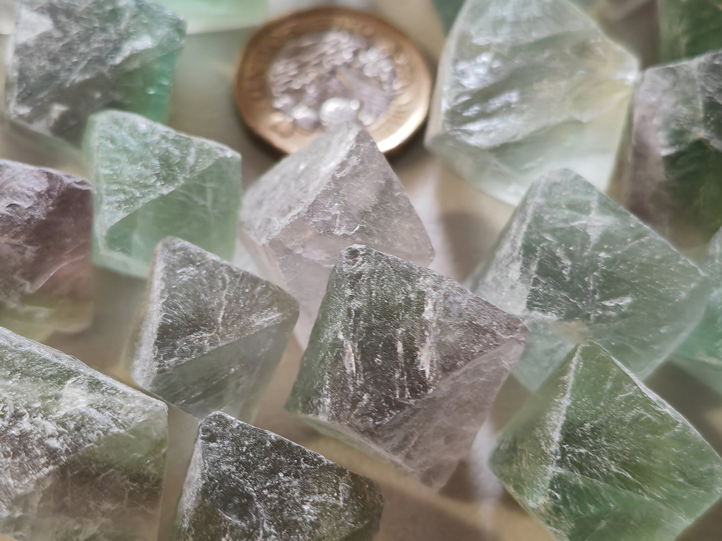 Rainbow Fluorite Octahedron - Natural Raw - Grade A