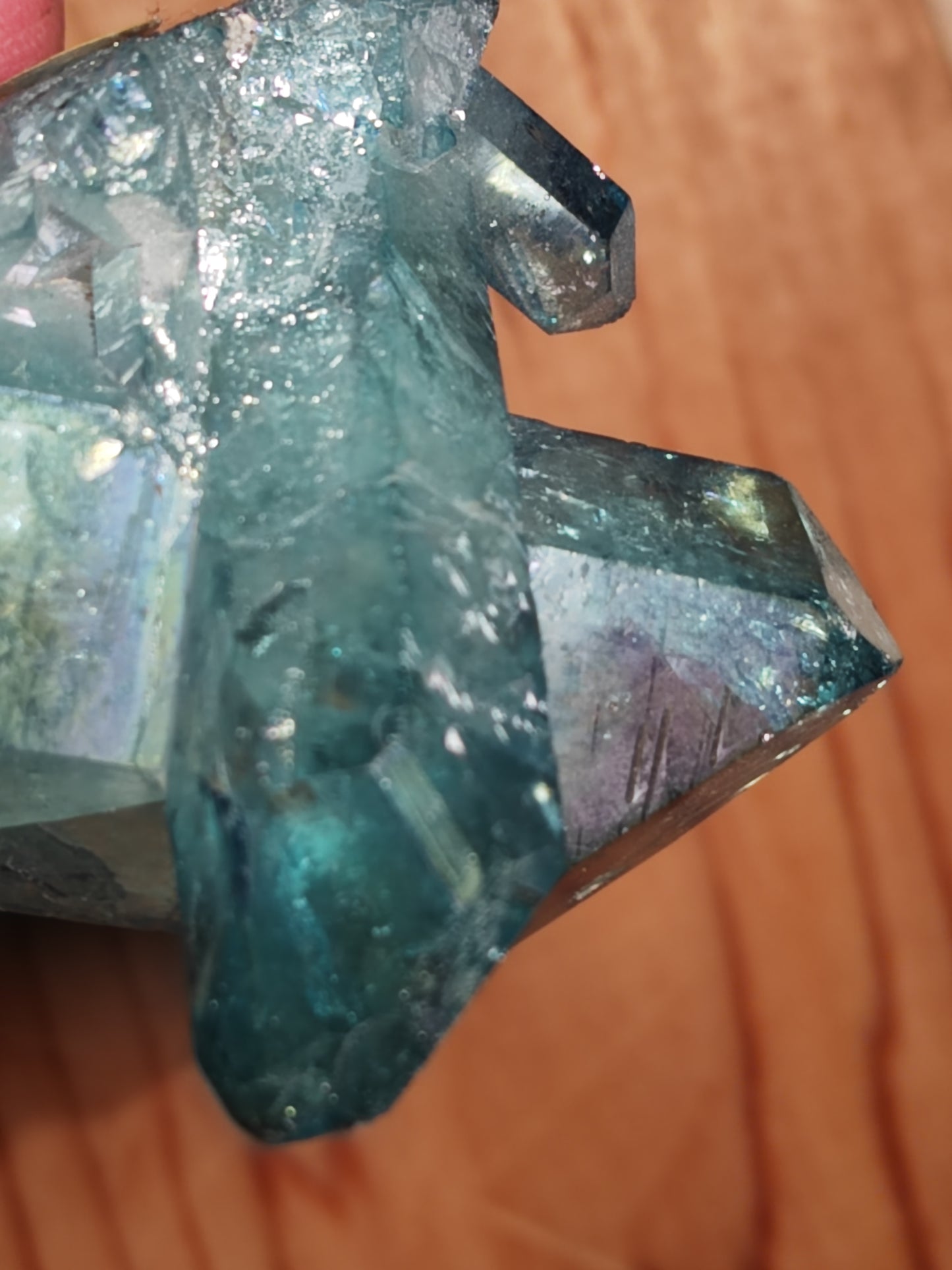 Aqua Aura Blue Quartz Cluster with Gold Fusion | Statement Crystal Gift Item #5
