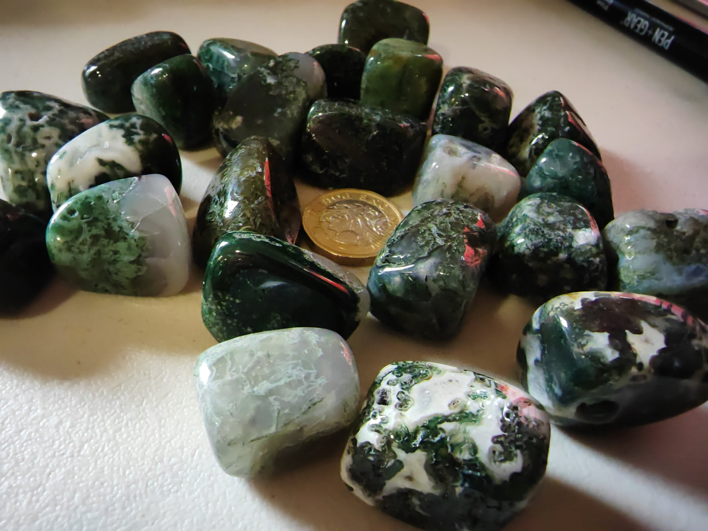 Moss Agate - Tumblestone Polished AAA GRADE - STUNNING VIVID COLOURS