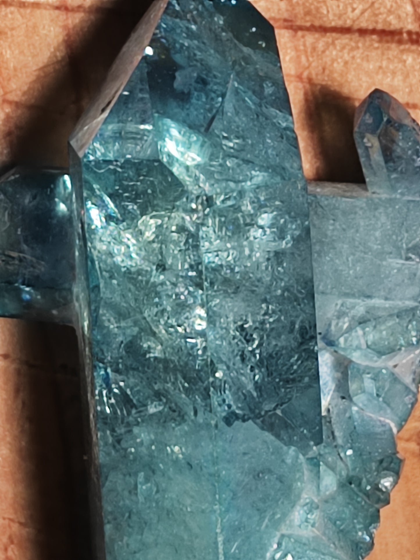 Aqua Aura Blue Quartz Cluster with Gold Fusion | Statement Crystal Gift Item #5