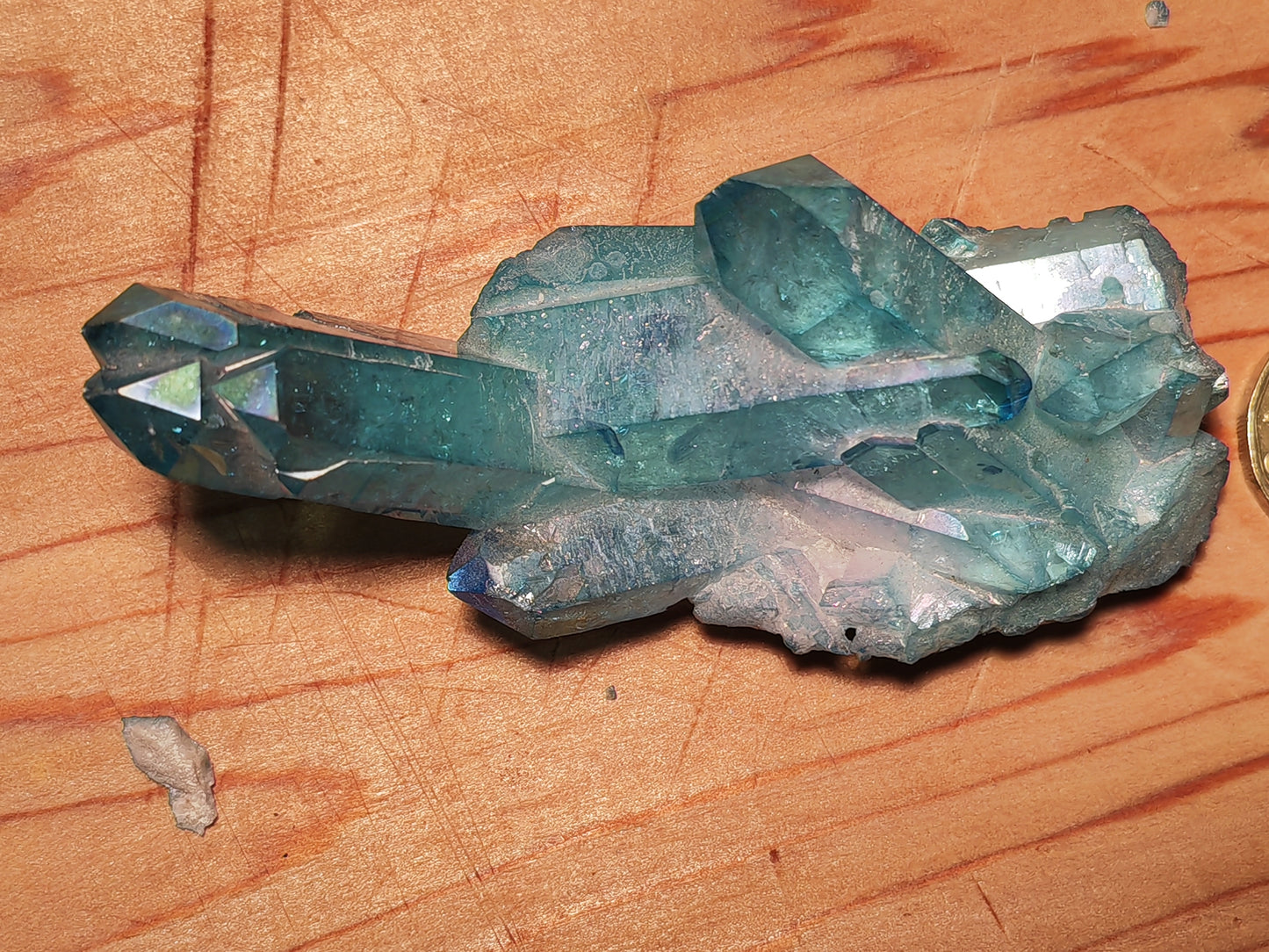 Aqua Aura Blue Quartz Cluster with Gold Fusion | Statement Crystal Gift Item #2 LARGE