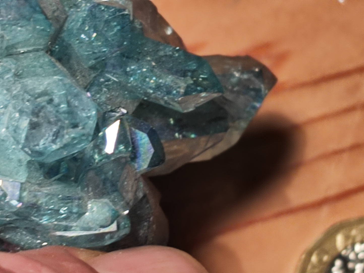Aqua Aura Blue Quartz Cluster with Gold Fusion | Statement Crystal Gift Item #4