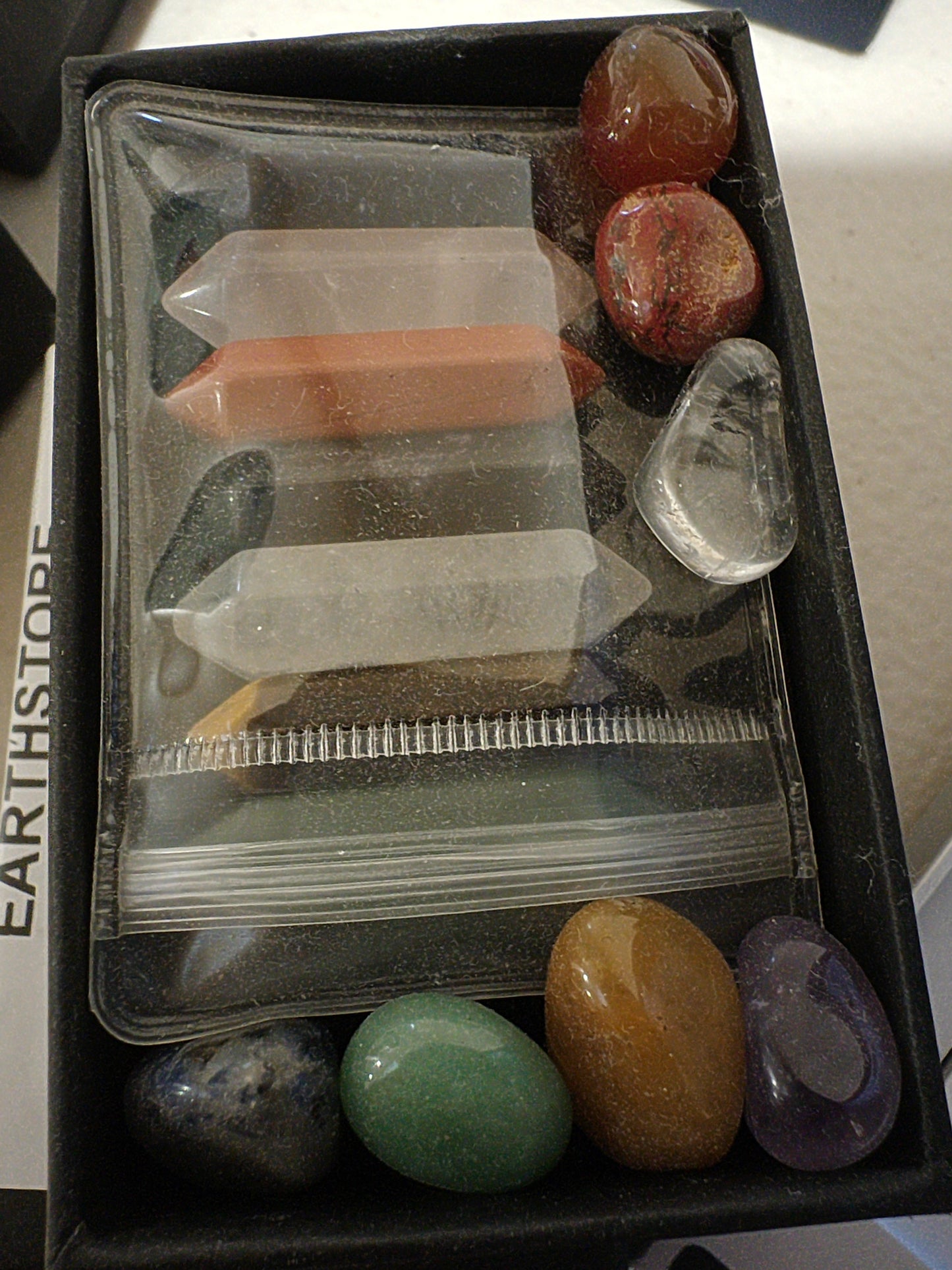7 Chakra Colour Tumblestone and Double Terminated Points. 3 different sets