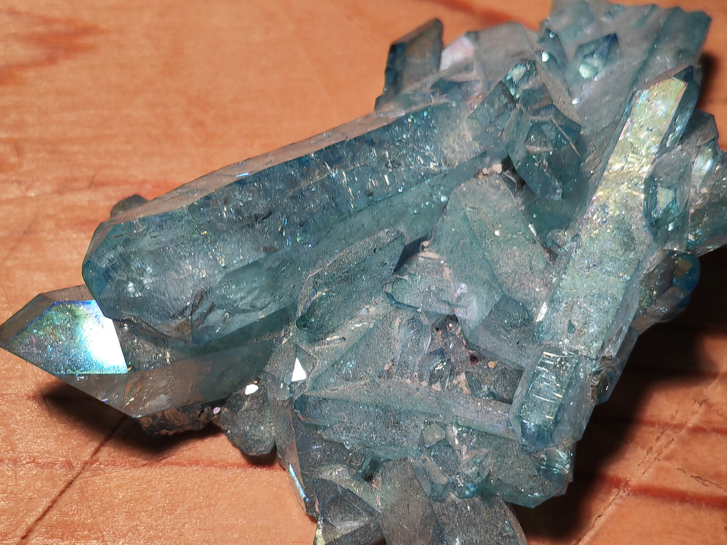 Aqua Aura Blue Quartz Cluster with Gold Fusion | Statement Crystal Gift Item #3