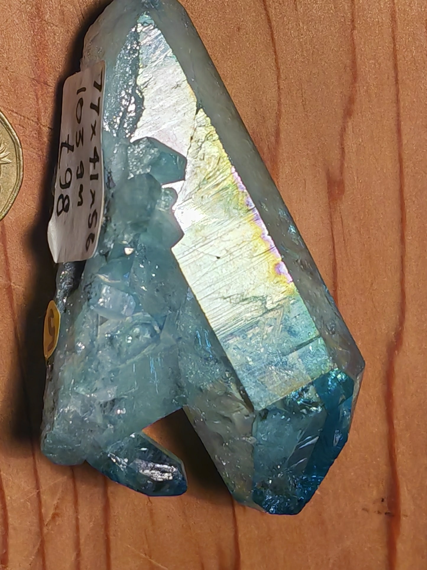 Aqua Aura Blue Quartz Cluster with Gold Fusion | Statement Crystal Gift Item #5