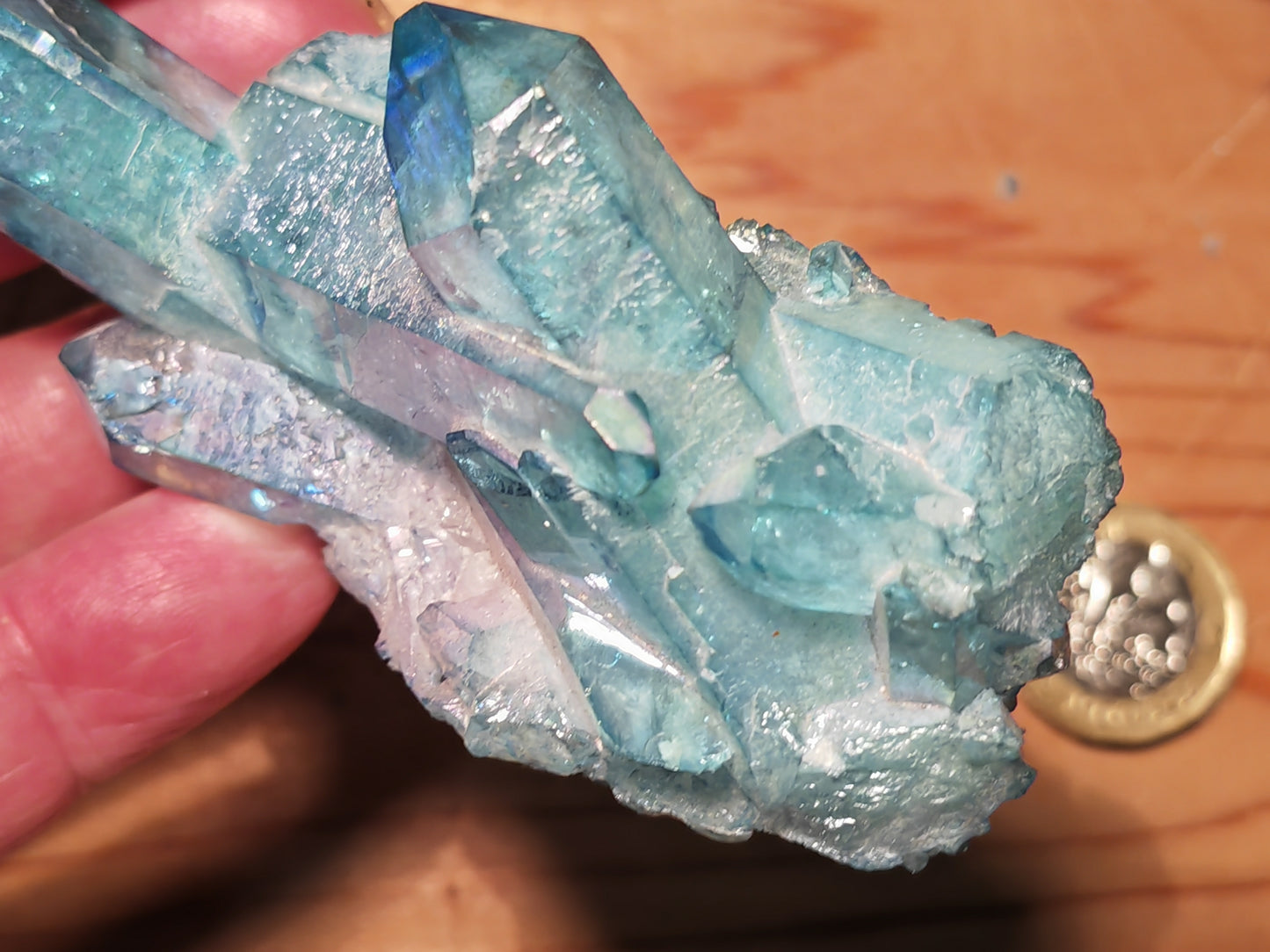 Aqua Aura Blue Quartz Cluster with Gold Fusion | Statement Crystal Gift Item #2 LARGE