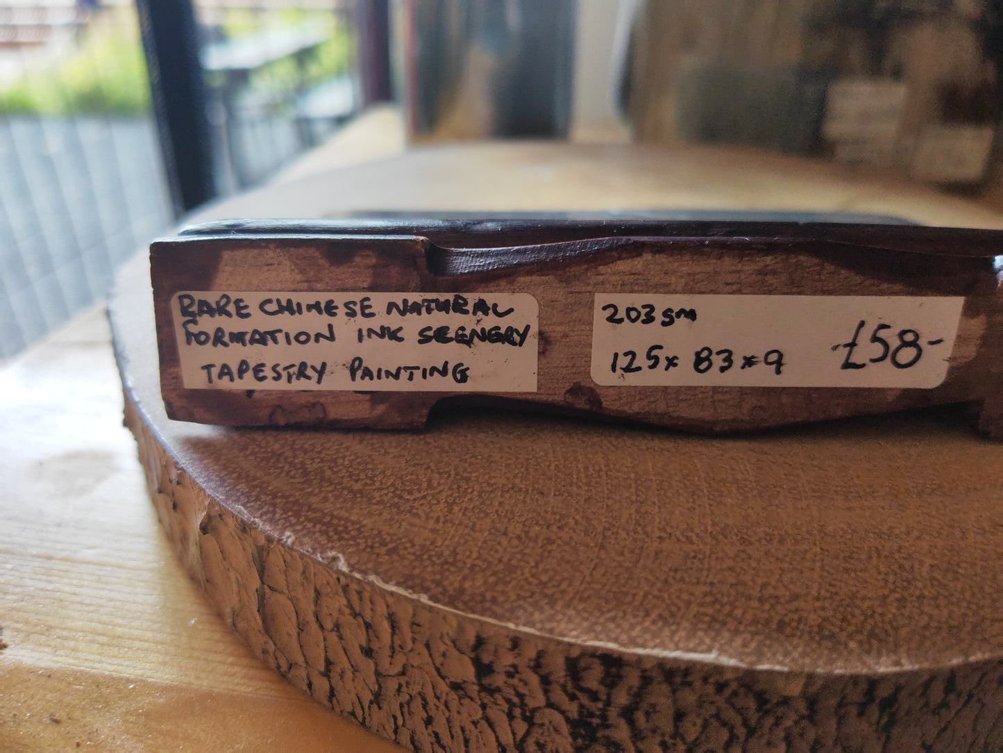 Chinese Picture Stone (Guohua Shi) | Natural Ink Landscape on Carved Stand | Dendritic Agate