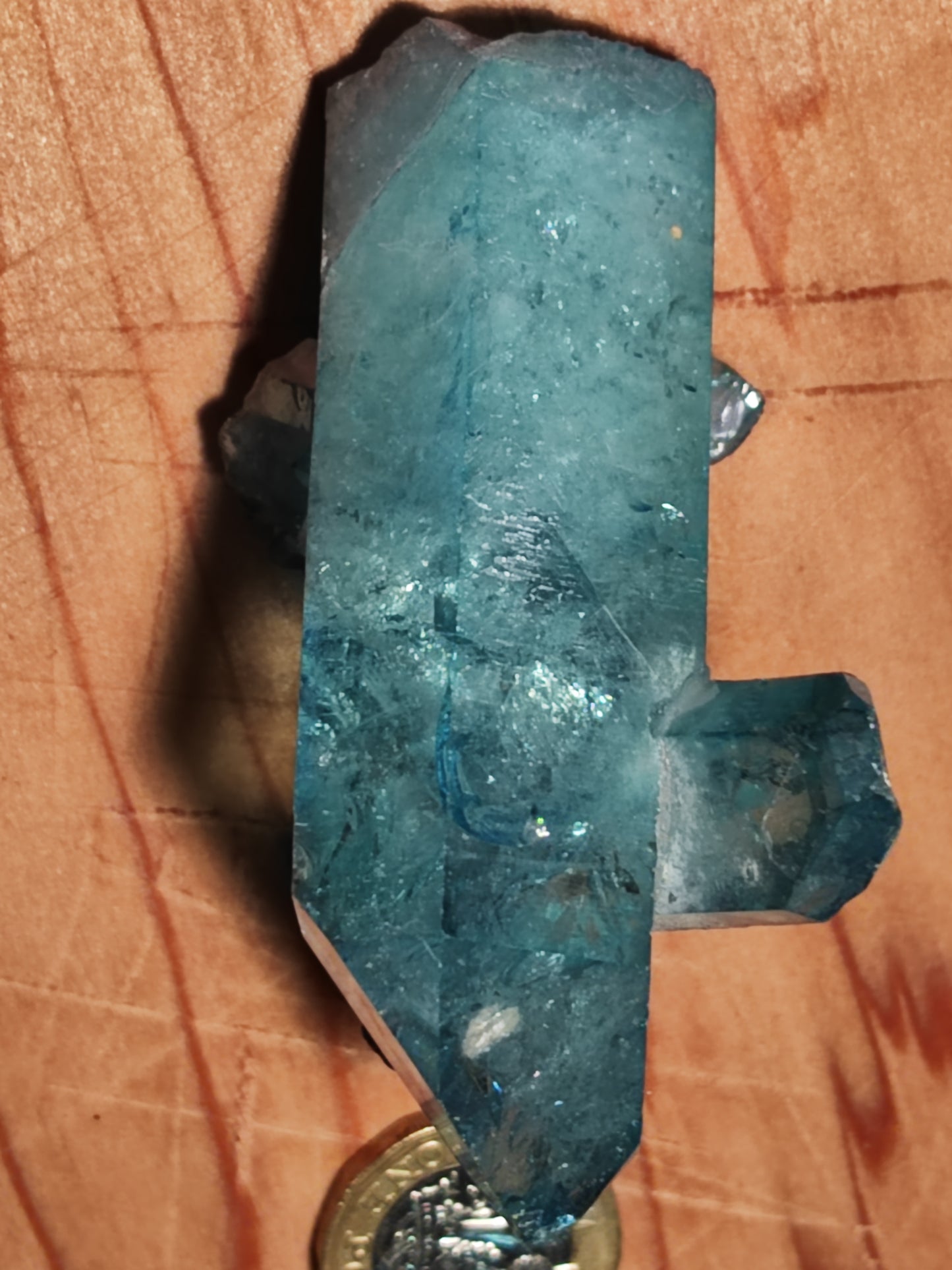 Aqua Aura Blue Quartz Cluster with Gold Fusion | Statement Crystal Gift Item #5