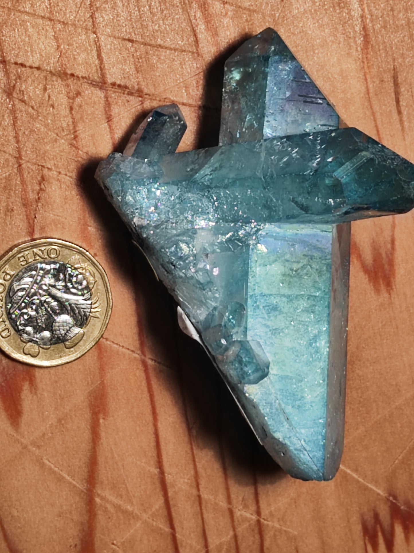 Aqua Aura Blue Quartz Cluster with Gold Fusion | Statement Crystal Gift Item #5