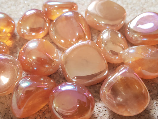 Quartz Aura Orange Tumblestone
