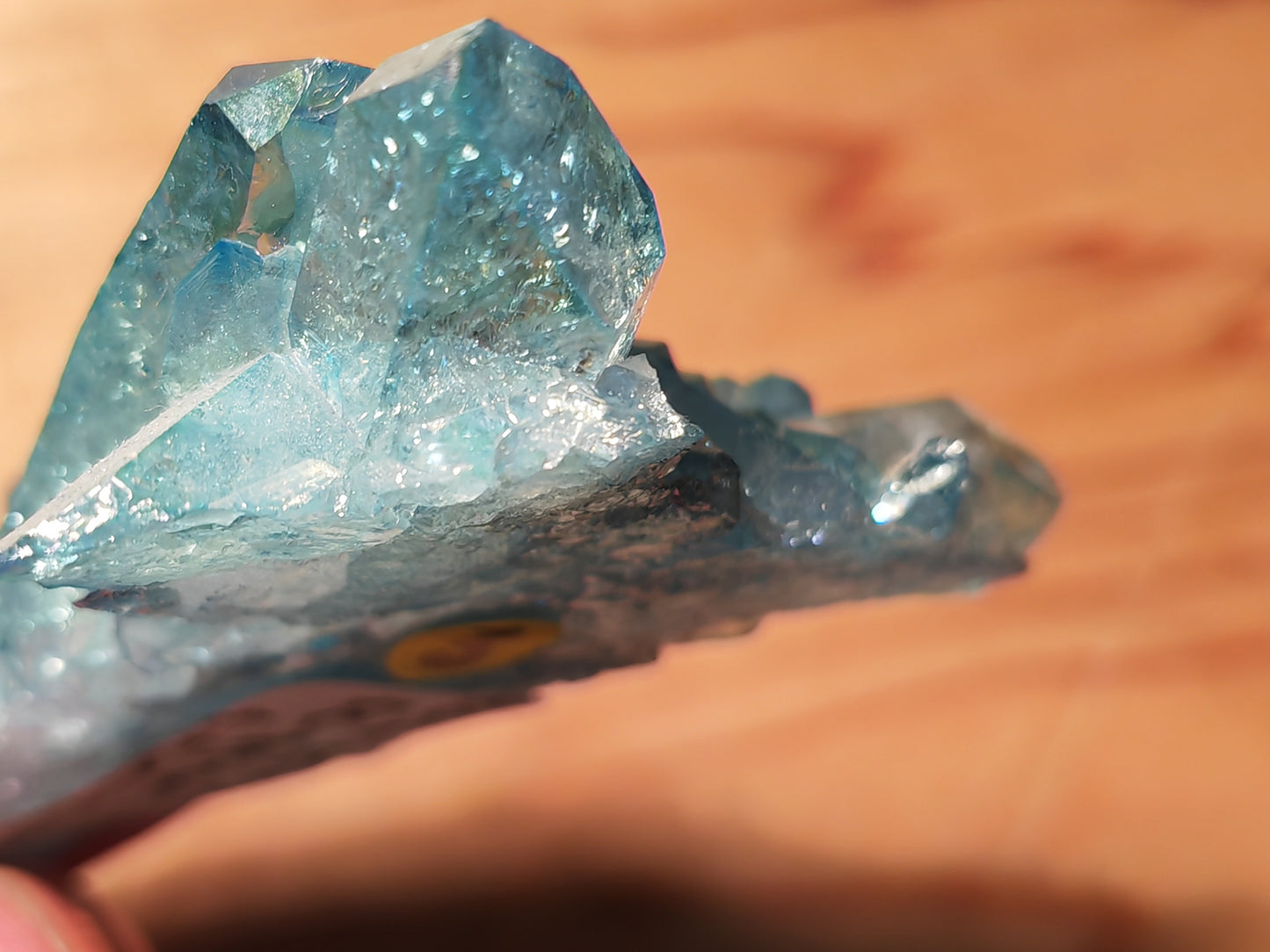 Aqua Aura Blue Quartz Cluster with Gold Fusion | Statement Crystal Gift Item #3