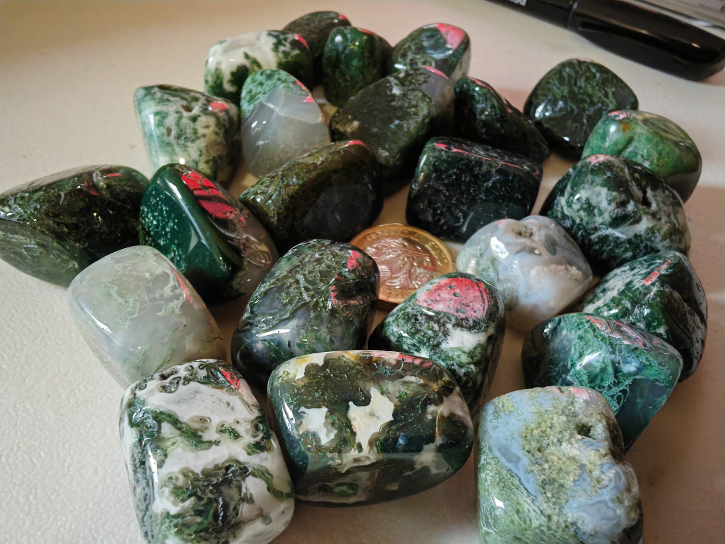 Moss Agate - Tumblestone Polished AAA GRADE - STUNNING VIVID COLOURS