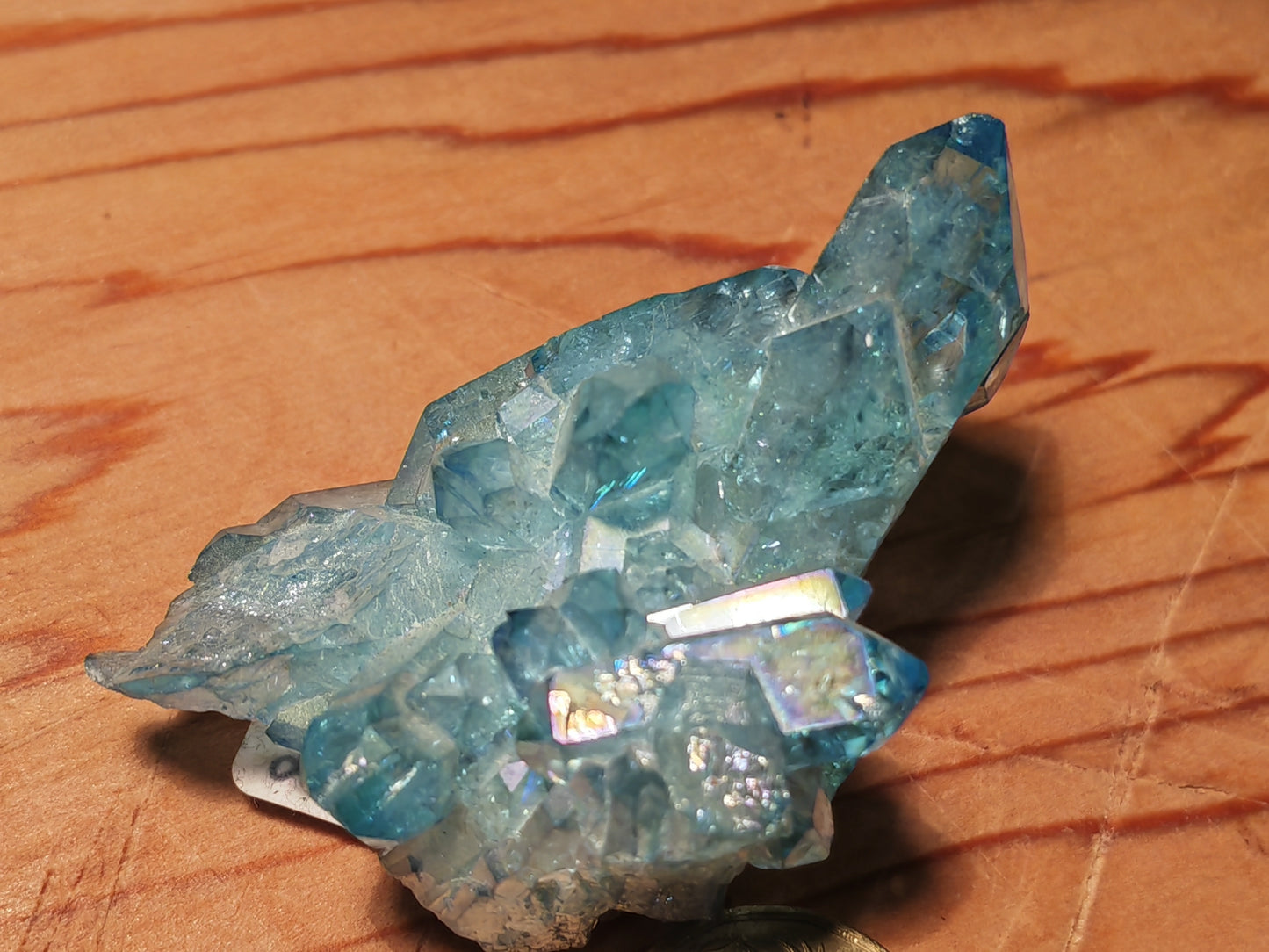 Aqua Aura Blue Quartz Cluster with Gold Fusion | Statement Crystal Gift Item #4