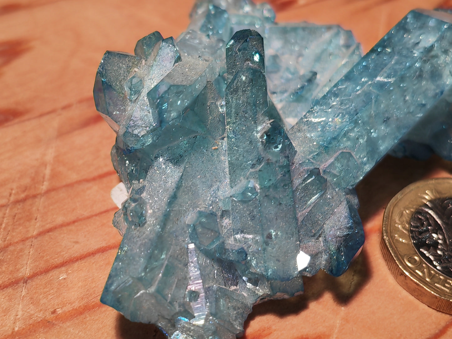 Aqua Aura Blue Quartz Cluster with Gold Fusion | Statement Crystal Gift Item #3