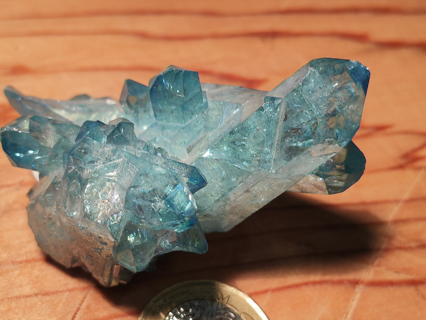 Aqua Aura Blue Quartz Cluster with Gold Fusion | Statement Crystal Gift Item #4