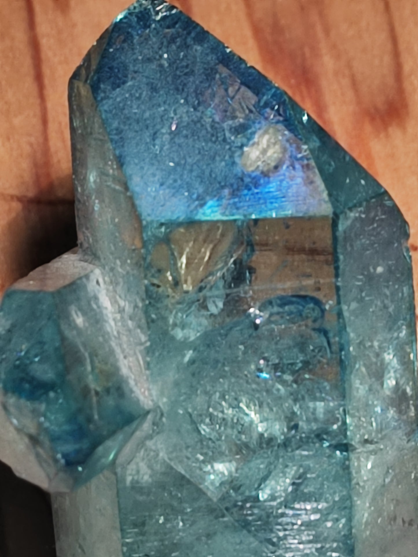 Aqua Aura Blue Quartz Cluster with Gold Fusion | Statement Crystal Gift Item #5