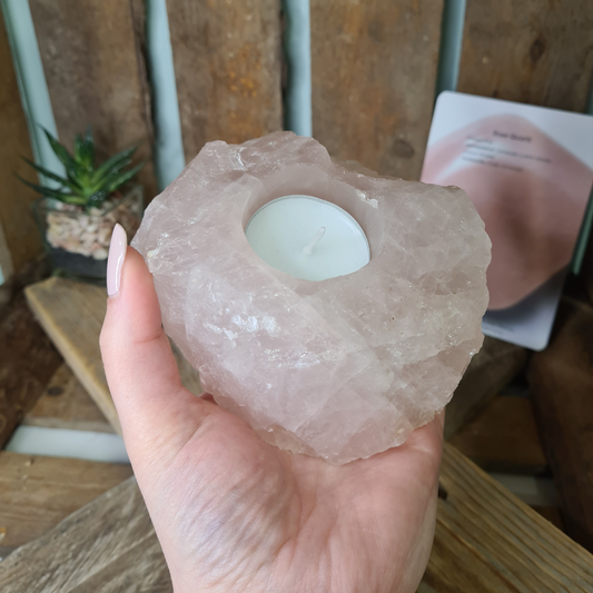 Earthstore® STUNNING GRADE 'A' Rose Quartz T-Light Candle Holders